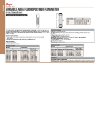 Thumbnail of document Data Sheet - VAT Variable area Fluoropolymer Flowmeters